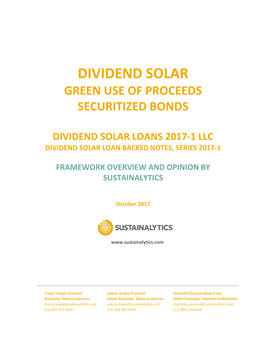 Dividend Solar Green Use of Proceeds Securitized Bond