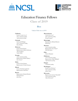 Education Finance Fellows Class of 2019