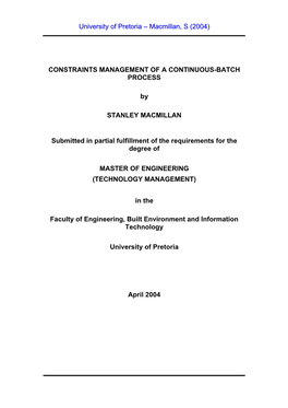 Constraints Management of a Continuous-Batch Process