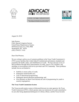 TYC) Secure Facilities That Violate Federal Constitutional and Statutory Standards and Jeopardize the Health, Safety, and Rehabilitation of Youth