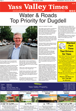 Water & Roads Top Priority for Dugdell