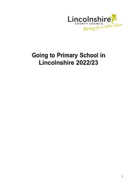 Going to Primary School in Lincolnshire 2022/23