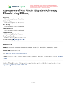 Assessment of Viral RNA in Idiopathic Pulmonary Fibrosis Using RNA-Seq