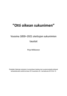 Otti Oikean Sukunimen”