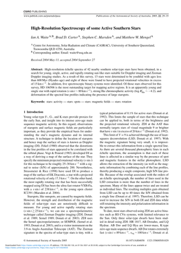 High-Resolution Spectroscopy of Some Active Southern Stars