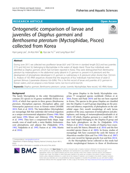 Ontogenetic Comparison of Larvae And