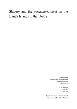 Slavery and the Perkeniersstelsel on the Banda Islands in the 1690'S