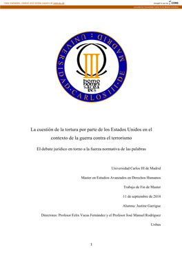 La Cuestión De La Tortura Por Parte De Los Estados Unidos En El Contexto De La Guerra Contra El Terrorismo