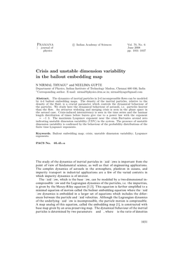 Crisis and Unstable Dimension Variability in the Bailout Embedding Map