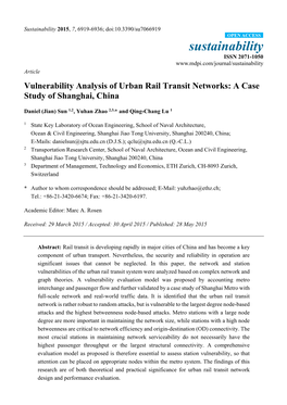 Vulnerability Analysis of Urban Rail Transit Networks: a Case Study of Shanghai, China