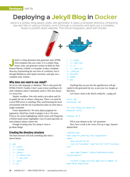 Deploying a Jekyll Blog in Docker Jekyll Is a Simple, Blog-Aware, Static Site Generator