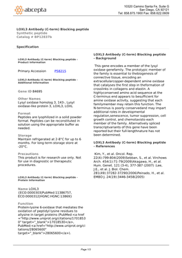LOXL3 Antibody (C-Term) Blocking Peptide Synthetic Peptide Catalog # Bp12837b
