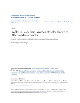 Women of Color Elected to Office in Massachusetts" (2015)