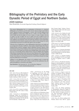 Bibliography of the Prehistory and the Early Dynastic Period of Egypt and Northern Sudan