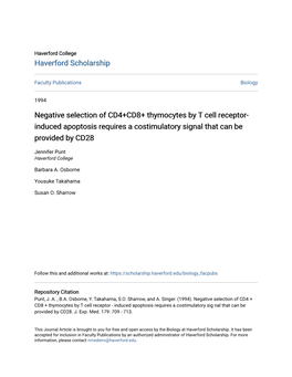 Negative Selection of CD4+CD8+ Thymocytes by T Cell Receptor- Induced Apoptosis Requires a Costimulatory Signal That Can Be Provided by CD28