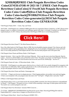 FREE Club Penguin Rewritten Codescoins