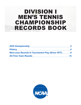 Division I Men's Tennis Championship Records Book