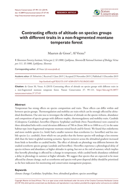 Contrasting Effects of Altitude on Species Groups with Different Traits in a Non-Fragmented Montane Temperate Forest