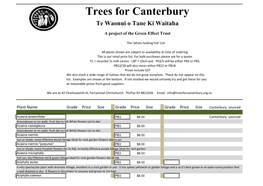 Trees for Canterbury Te Waonui O Tane Ki Waitaha