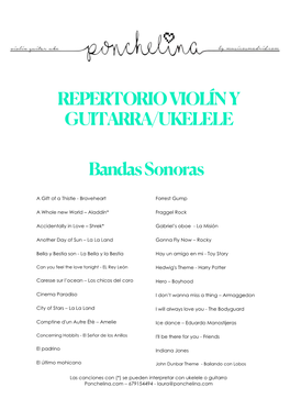 REPERTORIO VIOLÍN Y GUITARRA/UKELELE Bandas