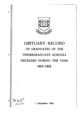 1951-1952 Obituary Record of Graduates of Yale University