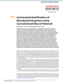 Automated Identification of Myxobacterial Genera Using Convolutional Neural Network