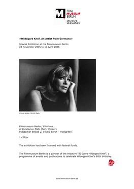 Hildegard Knef. an Artist from Germany«