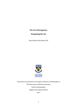 Thesis Is Presented for the Degree of Doctor of Philosophy of the University of Western Australia School of Humanities English and Cultural Studies 2017