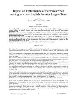 Impact on Performance of Forwards When Moving to a New English Premier League Team