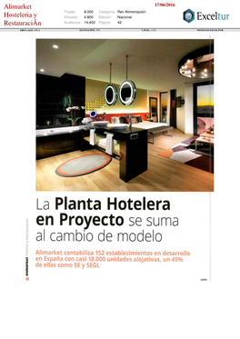 Planta Hotelera I En Proyecto Se Suma