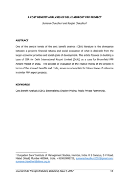 Journal of Air Transport Studies, Volume 8, Issue 1, 2017 Sumana