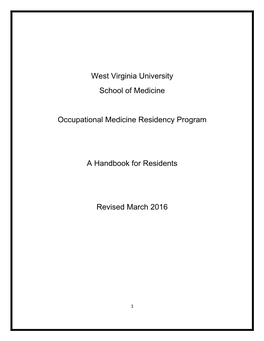 West Virginia University School of Medicine Occupational Medicine