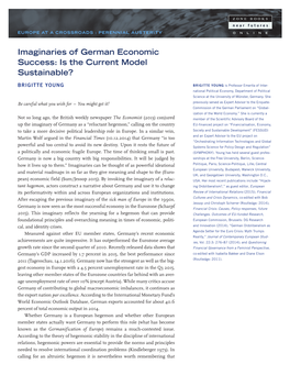 Imaginaries of German Economic Success: Is the Current Model Sustainable?