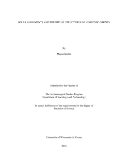 Solar Alignments and the Ritual Structures of Neolithic Orkney