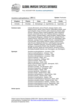 Scardinius Erythrophthalmus Global