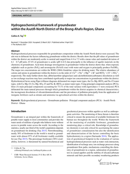 Hydrogeochemical Framework of Groundwater Within the Asutifi-North