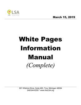 White Pages Information Manual