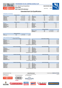 Extended Start List Qualification