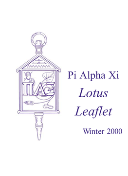 Winter 2000 Page 2 Pi Alpha Xi Lotus Leaflet Winter 2000