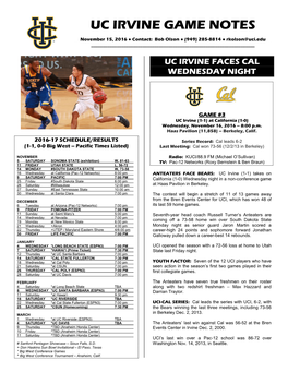 Uc Irvine Game Notes