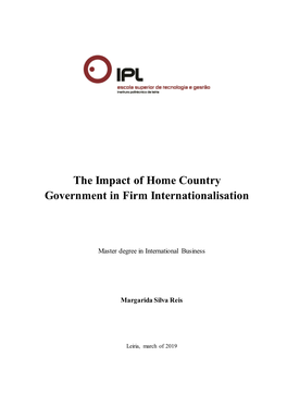 The Impact of Home Country Government in Firm Internationalisation