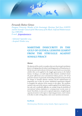 Fernando Ibáñez Gómez Maritime Insecurity in the Gulf of Guinea