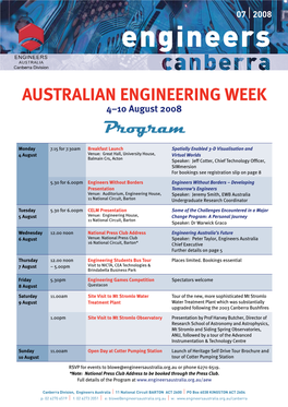 AUSTRALIAN ENGINEERING WEEK Program