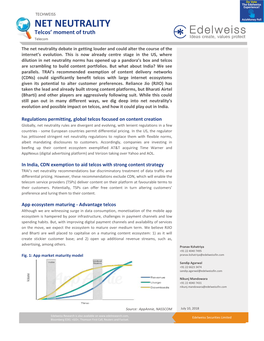 Net Neutrality NET NEUTRALITY Telcos’ Moment of Truth Telecom