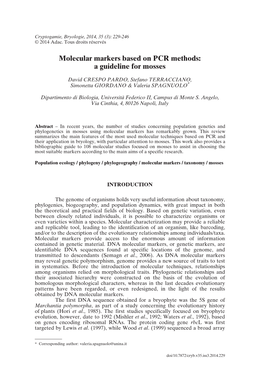 Molecular Markers Based on PCR Methods: a Guideline for Mosses