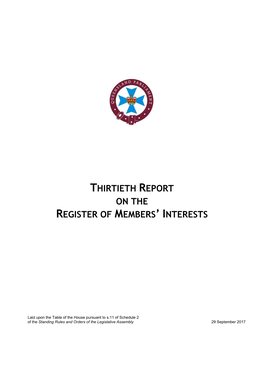 Thirtieth Report on the Register of Members’ Interests