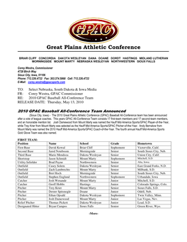 2010 GPAC All-Conference Team