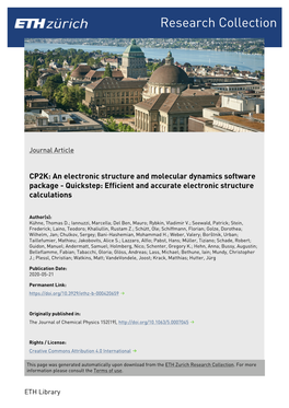 CP2K: an Electronic Structure and Molecular Dynamics Software Package - Quickstep: Efficient and Accurate Electronic Structure Calculations