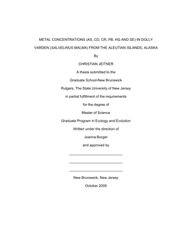 Metal Concentrations (As, Cd, Cr, Pb, Hg and Se) in Dolly