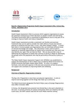 Baylife+ Regeneration Programme Health Impact Assessment (HIA), Colwyn Bay, Conwy